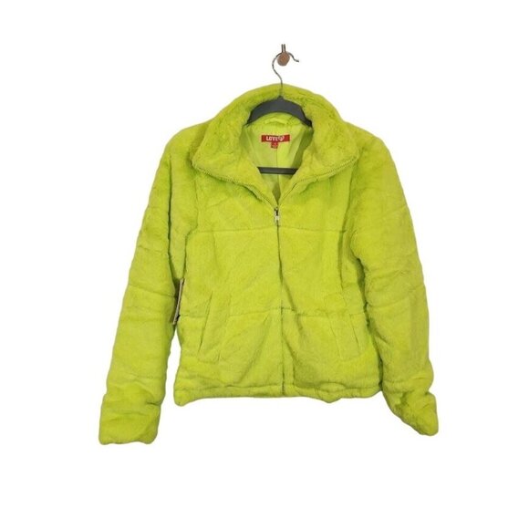 Love83 Faux Fur‎ Jacket in Lim Green - Size Medium - Picture 1 of 9
